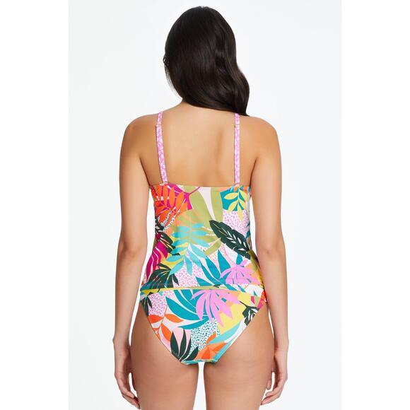 Bleu Rod Beattie Tankini Top Wild at Heart High-Neck Tie Tropical Beachy Sz 4 - Picture 2 of 8